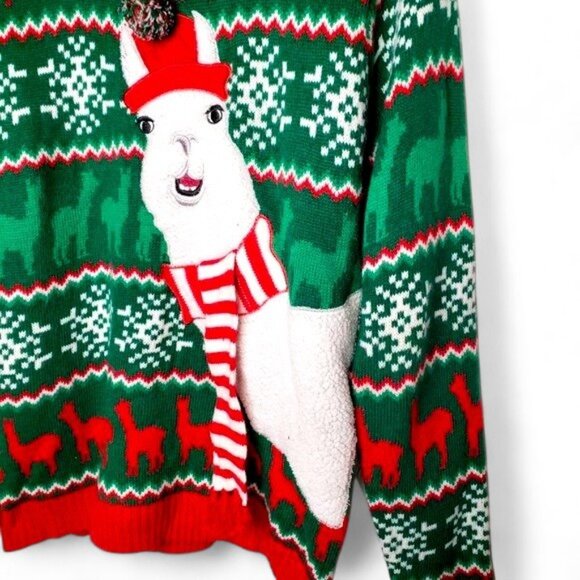 33Degress Llama with Scarf Holiday Christmas Ugly Sweater Men's Party Chunky L - Picture 2 of 5